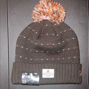 New Era NFL Cleveland Browns Women’s Beanie w/Pom, Brown/Orange, OS